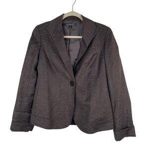 Lafayette 148 Womens Linen Blend Single Button Blazer Jacket Brown Career Size 4